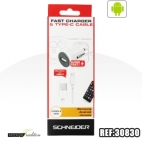 CHARGEUR VOITURE TYPE C 2m - FAST CHARGE - 2.1A +eco part 0.02€