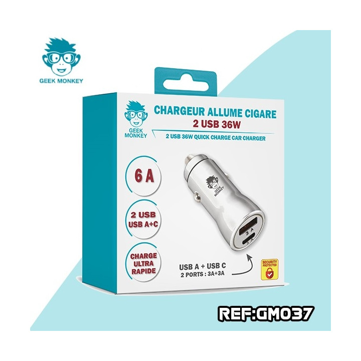 GM-CHARGEUR AC USB + USB-C 6A QUICK CHARGE +eco 0,02