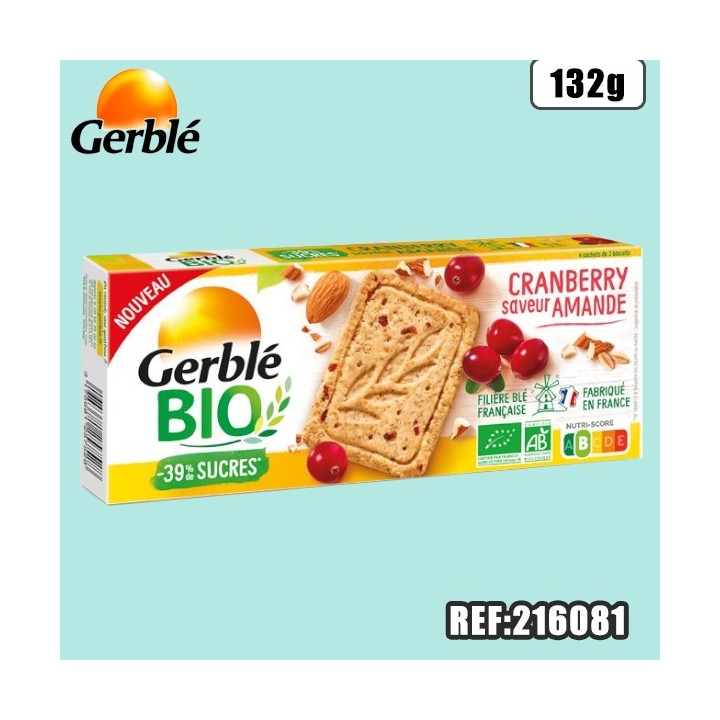 GERBLE BISCUIT CRANBERRY AMANDE BIO 132G