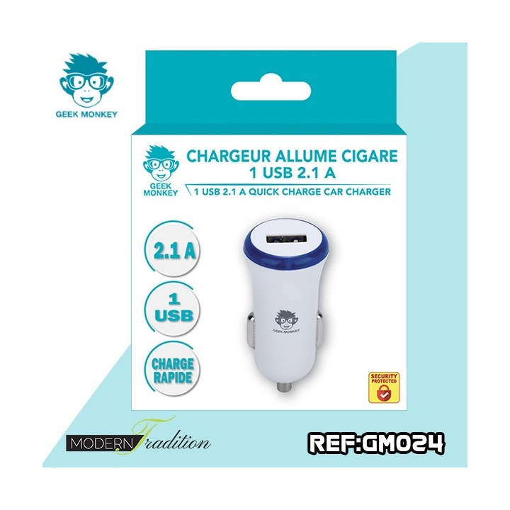 GM-CHARGEUR AC USB 2,1A BLANC + eco 0.02€