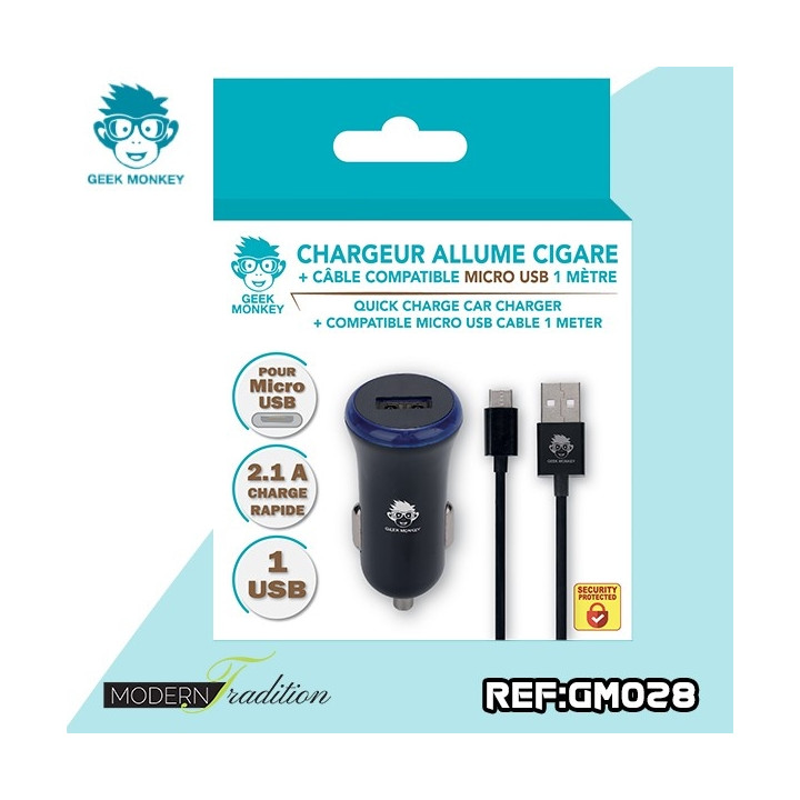 GM-CHARGEUR AC USB/MICRO USB 2,1 NOIR + eco 0.04€