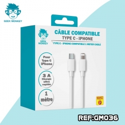 GM-CABLE TYPE C/I-PHONE BLANC + eco 0,02€