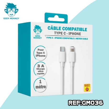GM-CABLE TYPE C/I-PHONE BLANC + eco 0,02€