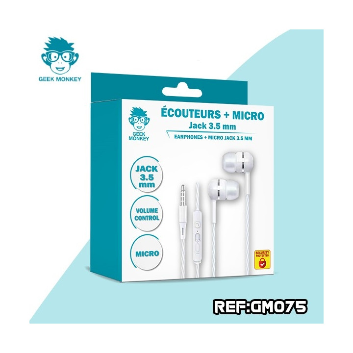 GM-ECOUTEUR JACK 3.5MM + MICRO(blanc)