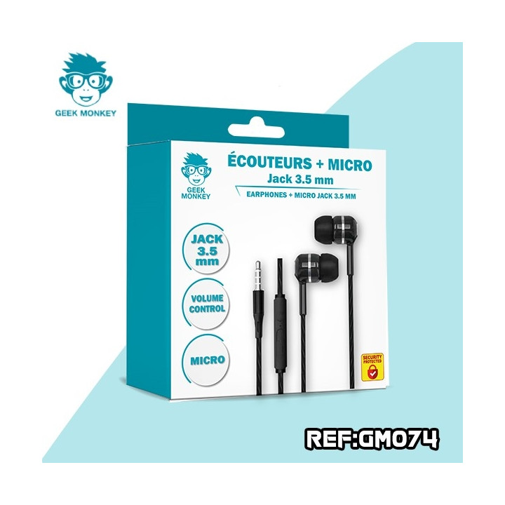 GM-ECOUTEUR JACK 3.5MM + MICRO (noir) + eco 0.02