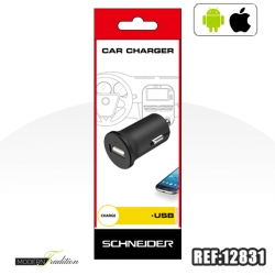 CHARGEUR VOITURE USB NOIR UNIVERSEL+eco participation 0.02€