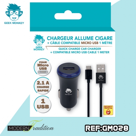 GM-CHARGEUR AC USB/MICRO USB 2,1 NOIR + eco 0.04_