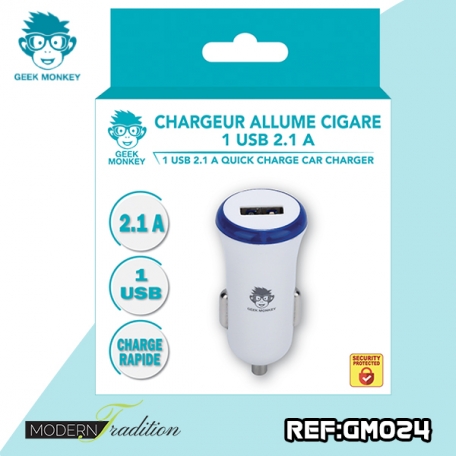 GM-CHARGEUR AC USB 2,1A BLANC + eco 0.04