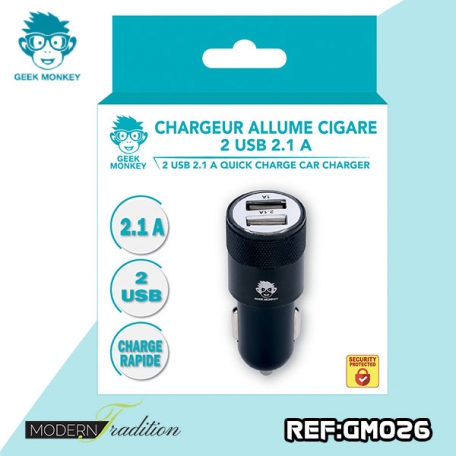 GM-CHARGEUR AC 2USB 2,1A NOIR eco 0.04