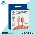 GM-CABLE TYPE C- I-PHONE ROSE 1,5 M TRESSE PREMIUM 20W + ECO 0,04