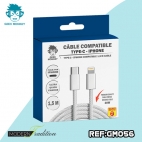 GM-CABLE TYPE C- I-PHONE BLANC 1,5 M TRESSE PREMIUM 20W + ECO 0,04