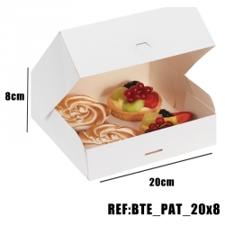 BOITE PATISSIERE BLANCHE 20x20x8 x50