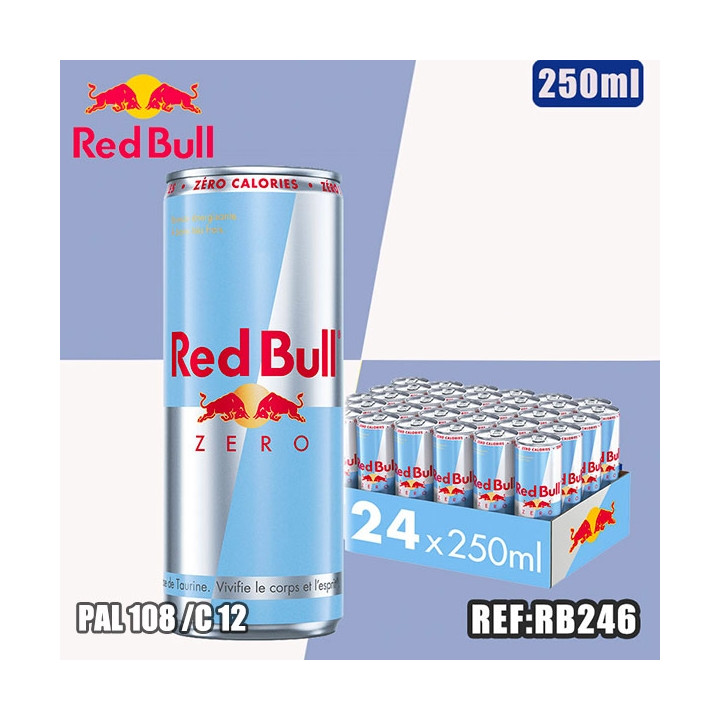 RED BULL ZERO 250ml dont taxe sucre 0.0101€ht