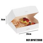 BOITE PATISSIERE BLANCHE 20x20x8 x50