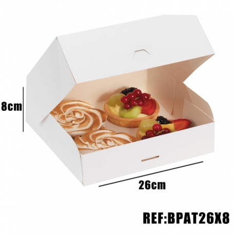 BOITE PATISSIERE BLANCHE 26x26x8 x50