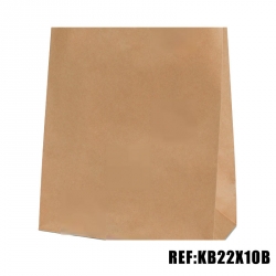 SAC CABAS KRAFT BRUN 22x10x28 POIGNEE PLATE