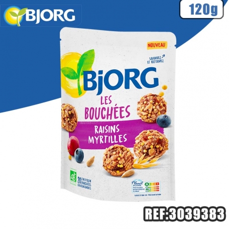 BJORG BOUCHEES MYRTILLE-RAISINS 120G