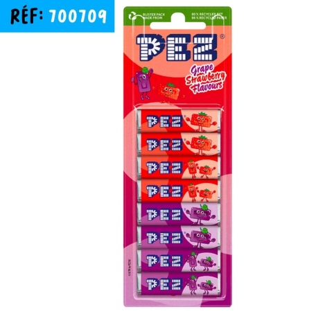 PEZ RECHARGE x8 - FRAISE & RAISIN 68G