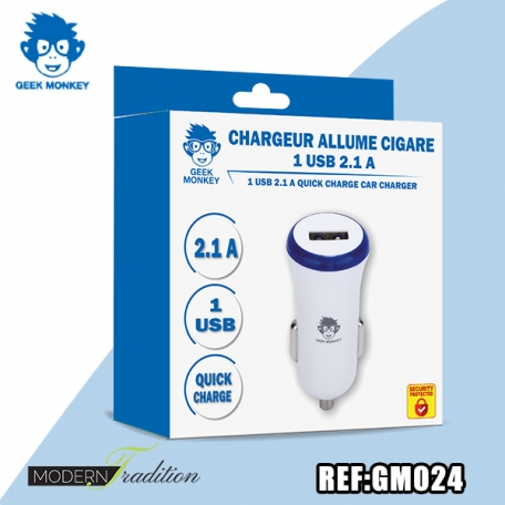GM-CHARGEUR AC USB 2,1A BLANC + eco 0.04