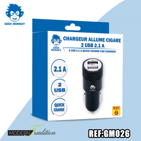 GM-CHARGEUR AC 2USB 2,1A NOIR eco 0.04