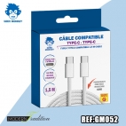 GM-CABLE TYPE C-TYPE C BLANC 1,5 M TRESSE  PREMIUM 60W+ ECO 0,04