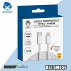GM-CABLE TYPE C- I-PHONE BLANC 1,5 M TRESSE PREMIUM 20W + ECO 0,04
