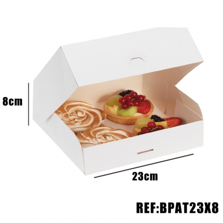 BOITE PATISSIERE BLANCHE 23x23x8 x50
