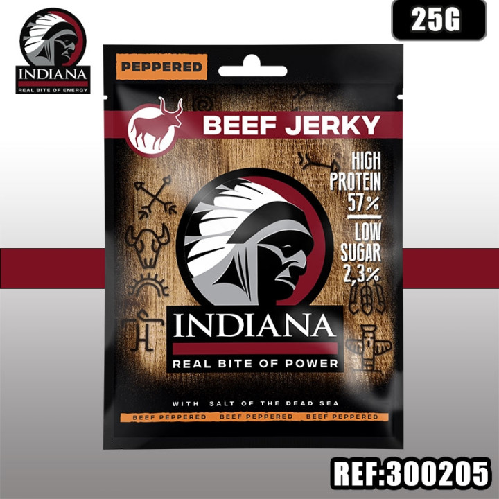 INDIANA JERKY BEEF PEPPERED 25G