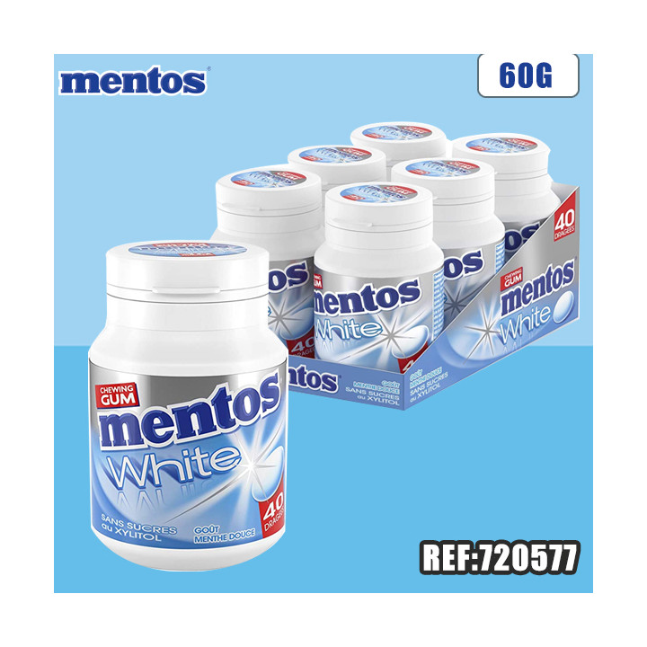 MENTOS BOTTLE WHITE MENTHE DOUCE 60 G