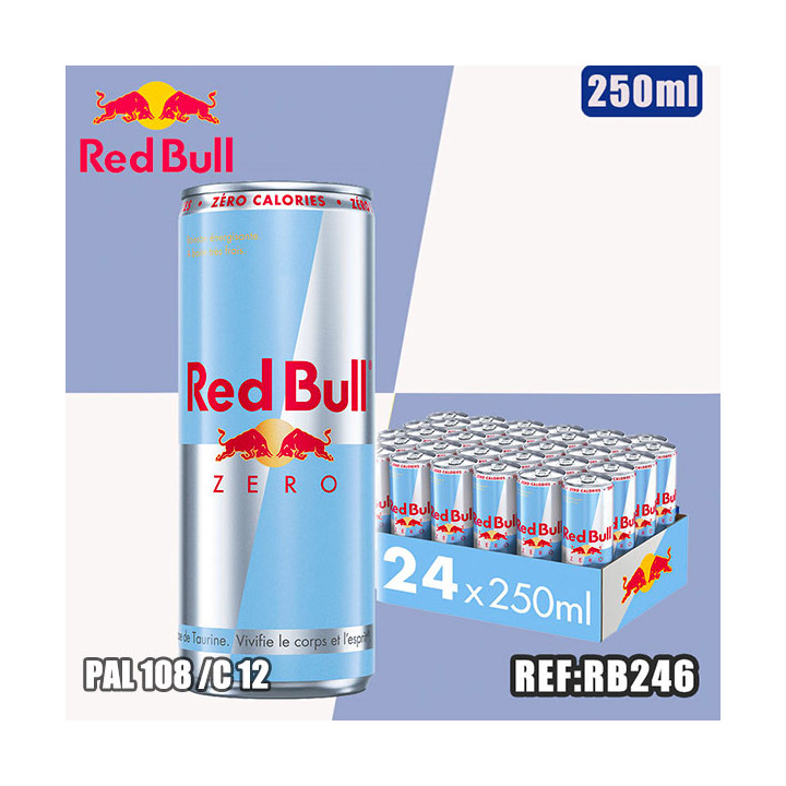 RED BULL ZERO 250ml dont taxe sucre 0.01635€ht