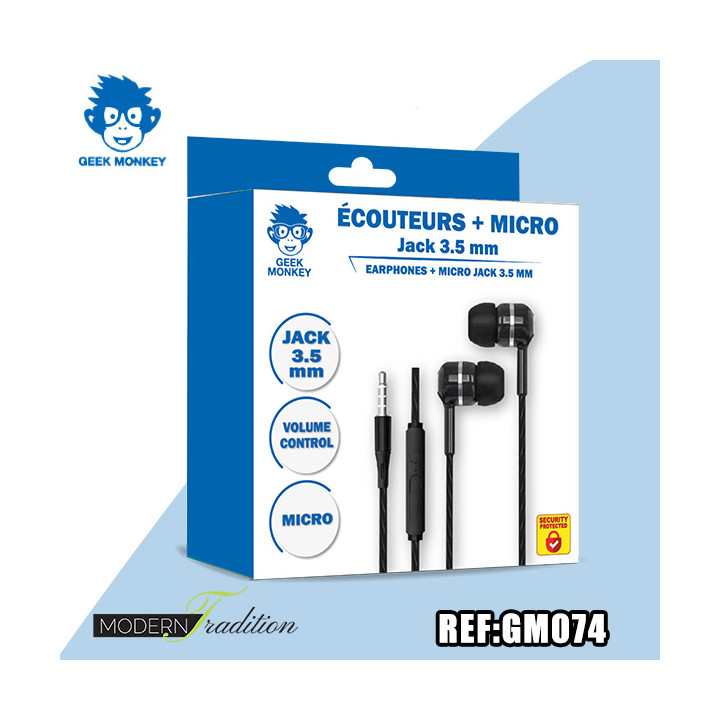 GM-ECOUTEUR JACK 3.5MM + MICRO (noir) + eco 0.12