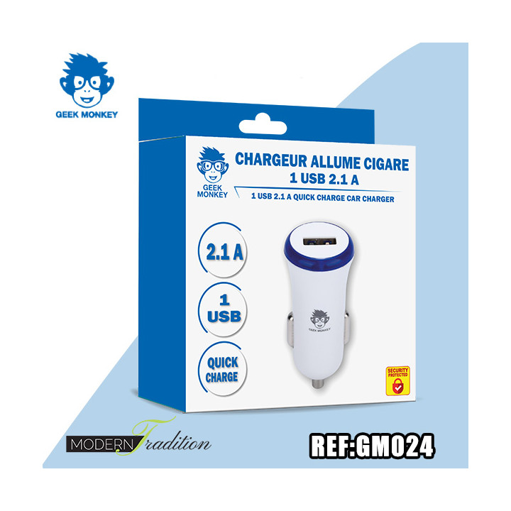 GM-CHARGEUR AC USB 2,1A BLANC + eco 0.04