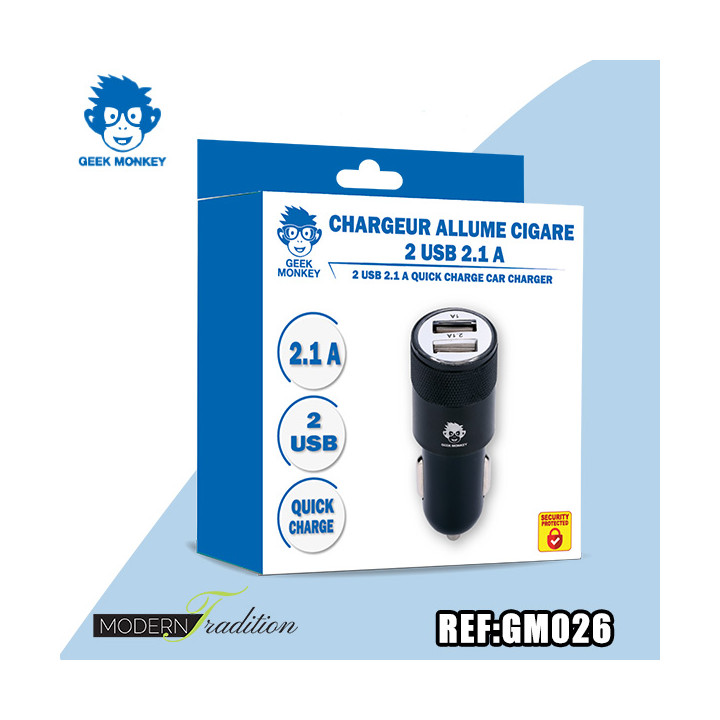 GM-CHARGEUR AC 2USB 2,1A NOIR eco 0.04