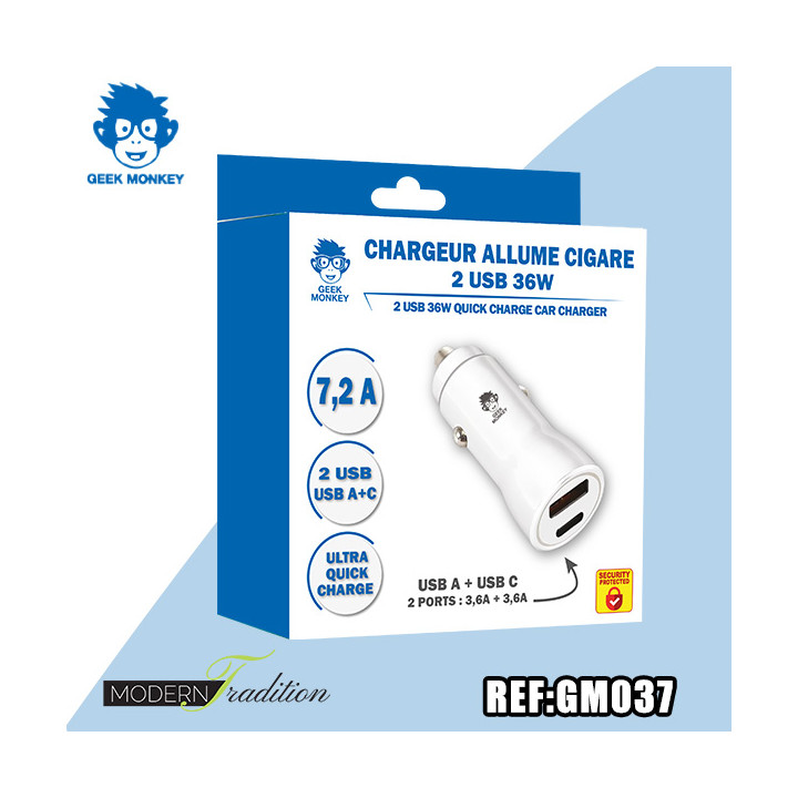 GM-CHARGEUR AC USB + USB-C 6A QUICK CHARGE +eco 0,04