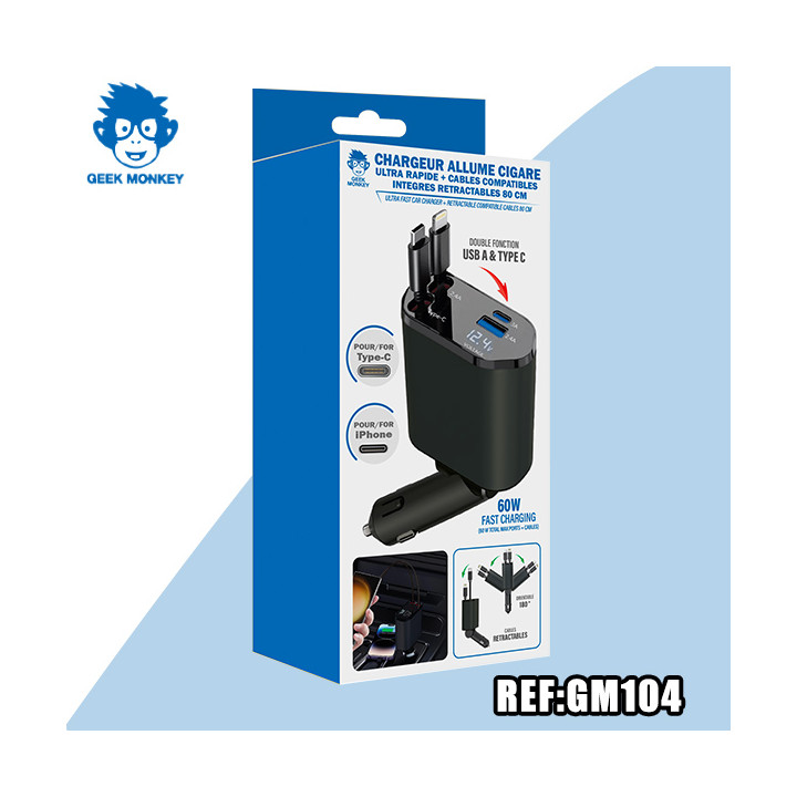 GM-CHARGEUR AC+CABLES RETRACTABLES + ecopart 0.12