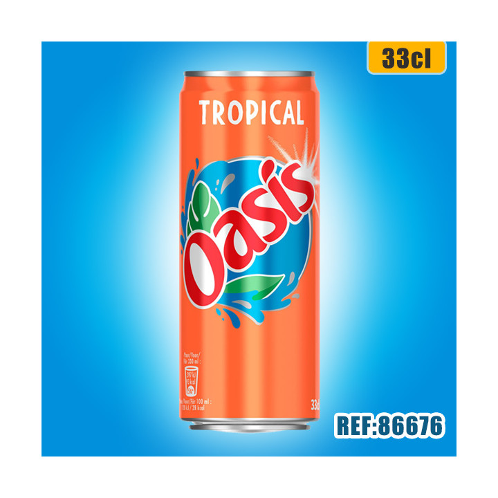 OASIS TROPICAL 33cl SLIM dont taxe sucre 0,0152€ht
