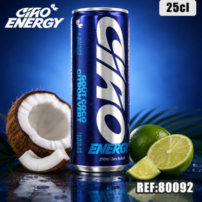 CIAO ENERGY CITRON VERT COCO 250ML dont taxe sucre 0,0102€ht