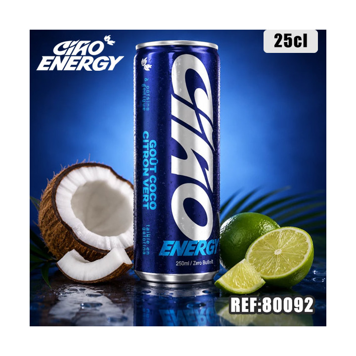CIAO ENERGY CITRON VERT COCO 250ML dont taxe sucre 0,0102€ht