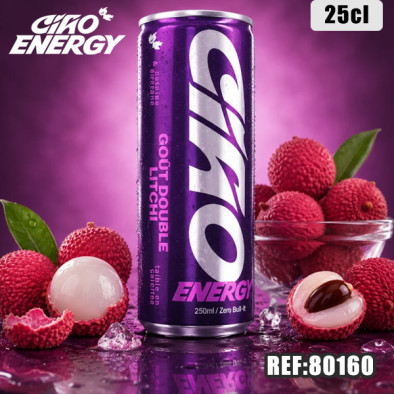 CIAO ENERGY DOUBLE LITCHI 250ML dont taxe sucre 0,0102€ht