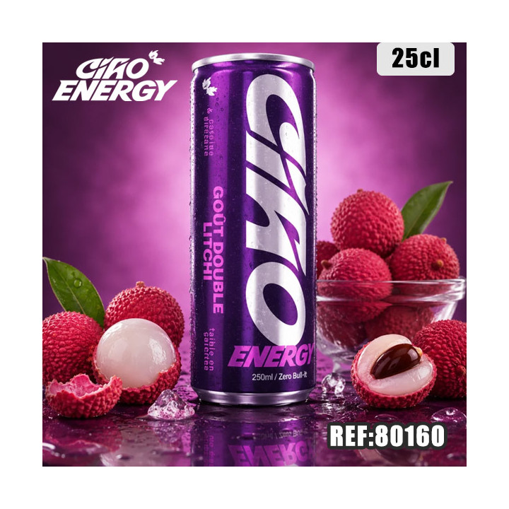 CIAO ENERGY DOUBLE LITCHI 250ML dont taxe sucre 0,0102€ht