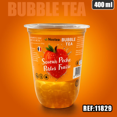BUBBLE TEA PECHE PERLES FRAISE 400ML dont taxe sucre 0.085520€ht