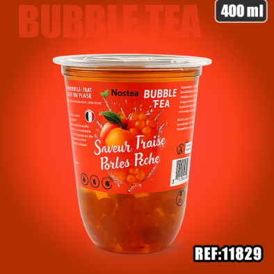BUBBLE TEA FRAISE PERLES PECHE 400ML dont taxe sucre 0.085520€ht