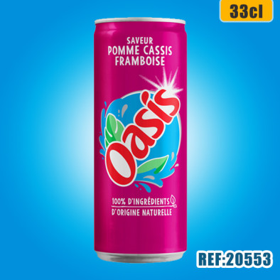 OASIS POMME CASSIS FRAMBOISE 33cl SLIM dont taxe sucre 0,0152€ht