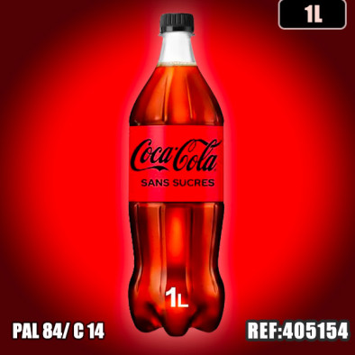 COCA COLA SANS SUCRE 1L PET dont taxe edulcorant 0,0654€ht