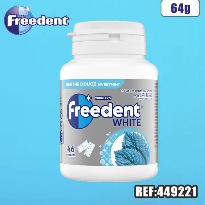 FREEDENT BOTTLE WHITE MENTHE DOUCE 64G