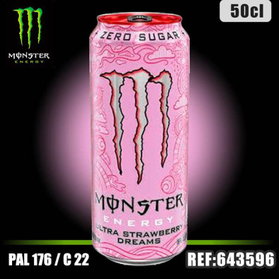 MONSTER STRAWBERRY SANS SUCRE Bte 50CL dont taxe edulc. 0,0327€ht