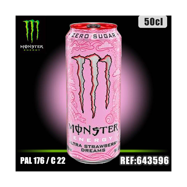 MONSTER STRAWBERRY SANS SUCRE Bte 50CL dont taxe edulc. 0,0327€ht